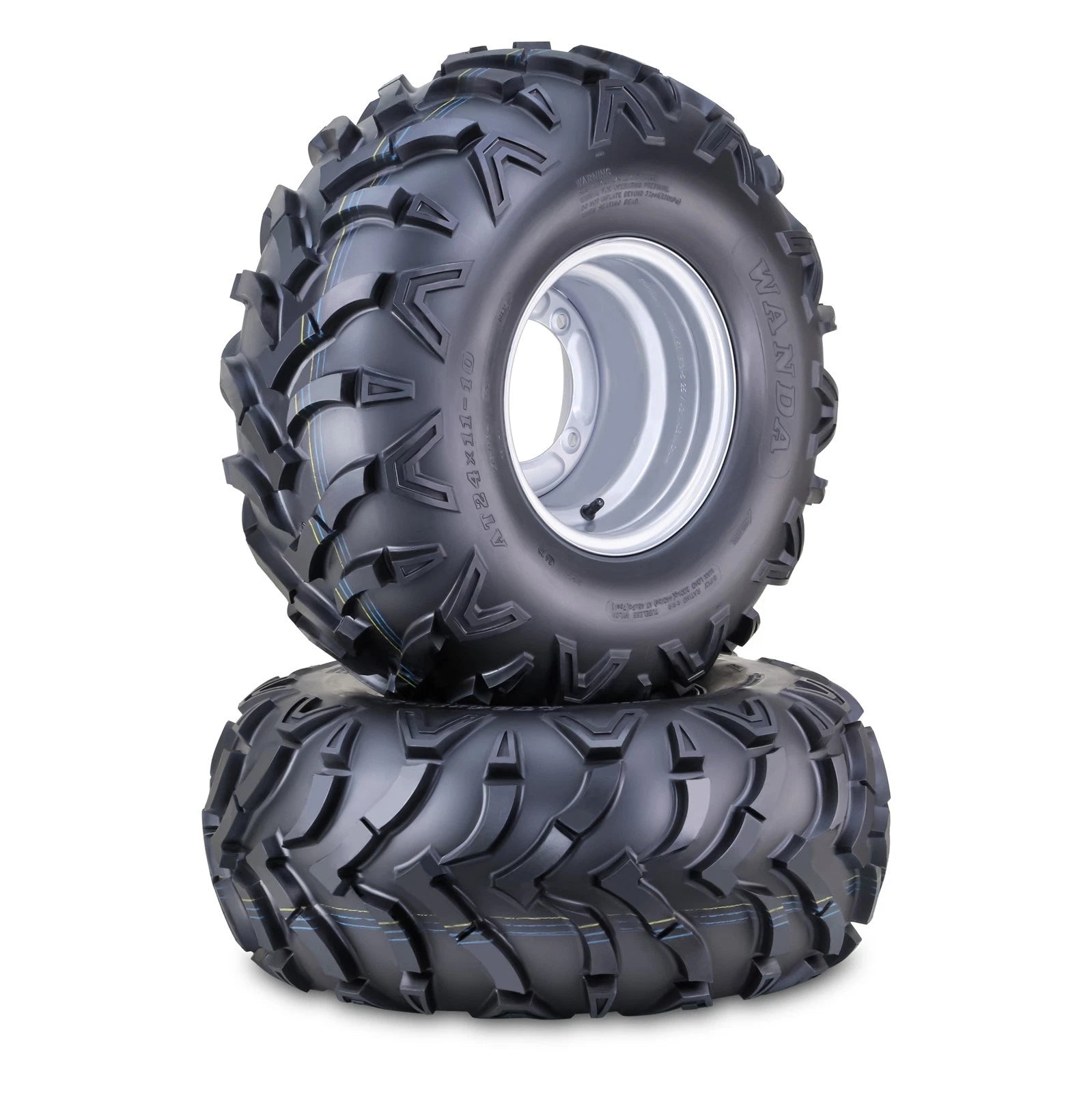 2 Wanda 24x11-10 ATV Tire Wheel Assembly for ATV (4/156mm PCD, 3+5)