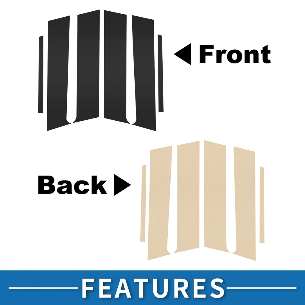 Set of 6 Door Pillar Window Trim for Mitsubishi Lancer (2008–2017) Black