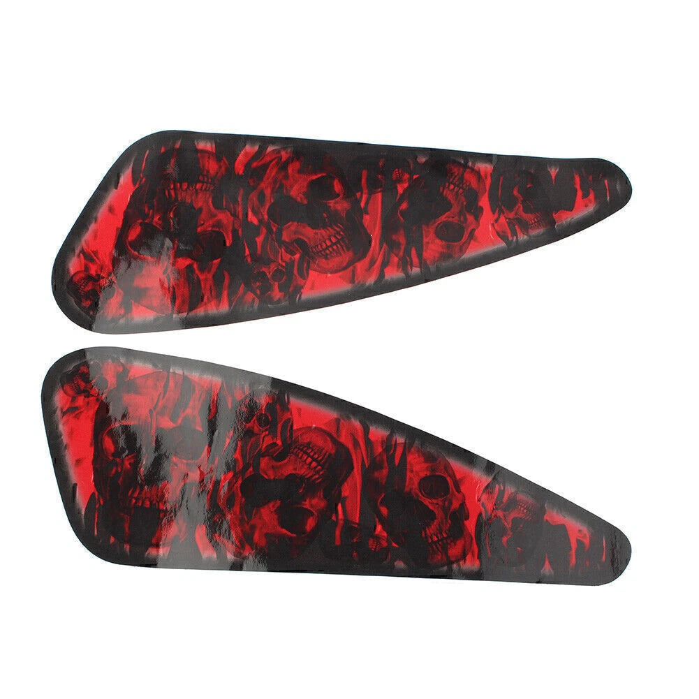 2Pcs Skull 3D Decals Fuel Gas Tank Stickers for Harley XL883 1200