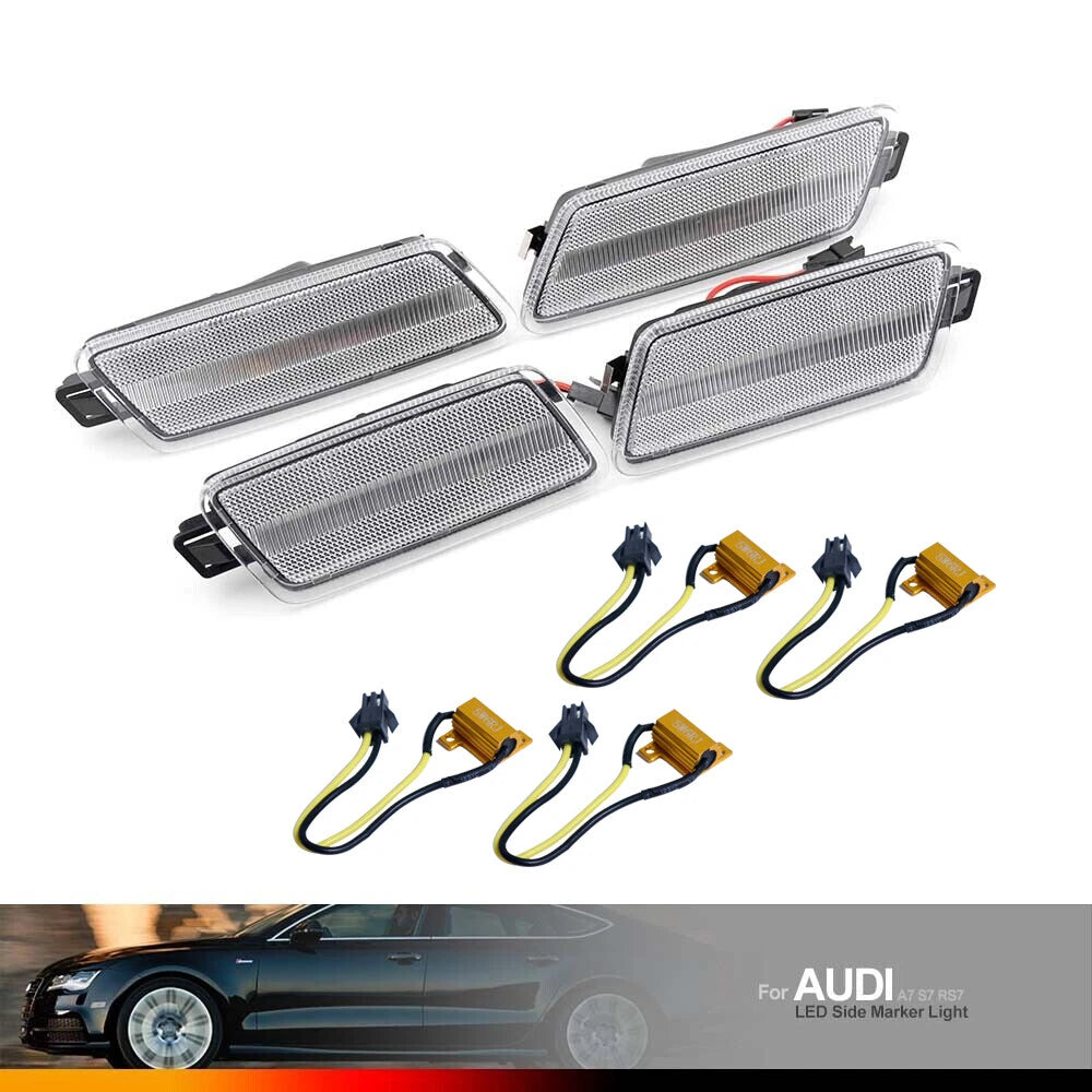 Set of 4 Clear LED Side Marker Lights for Audi A7 S7 RS7 (2012–2018)