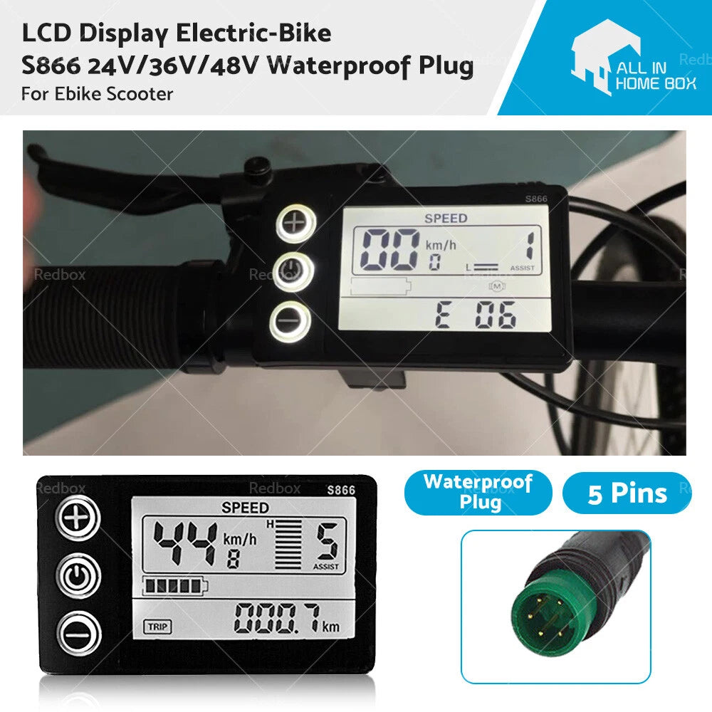 LCD Display S866 for Ebike Scooter (24V 36V 48V) Waterproof