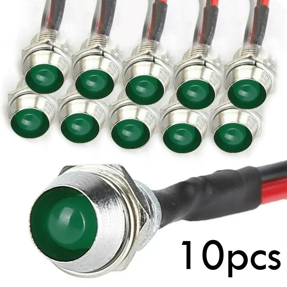 10 x Indicator Light 12V 8mm LED for Car Truck Boat