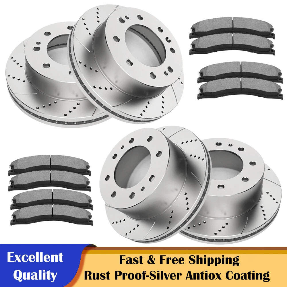 Drilled Rotors & Brake Pads for Silverado Sierra 2500 3500 HD (2011–2018)