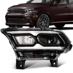 Left Driver Side Headlight Assembly for Dodge Durango (2021–2024) Black LED DRL