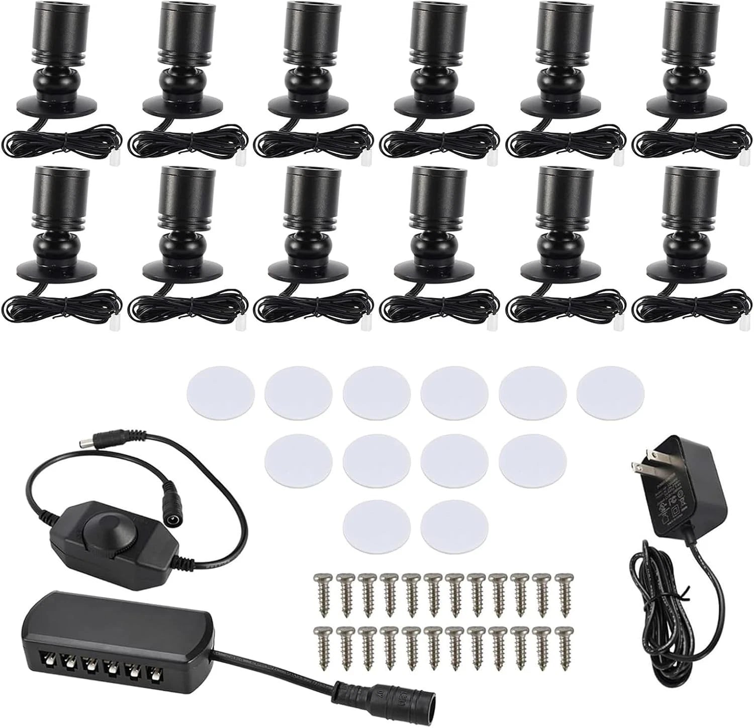12Pcs Mini LED Spotlight for Display Cabinet Showcase