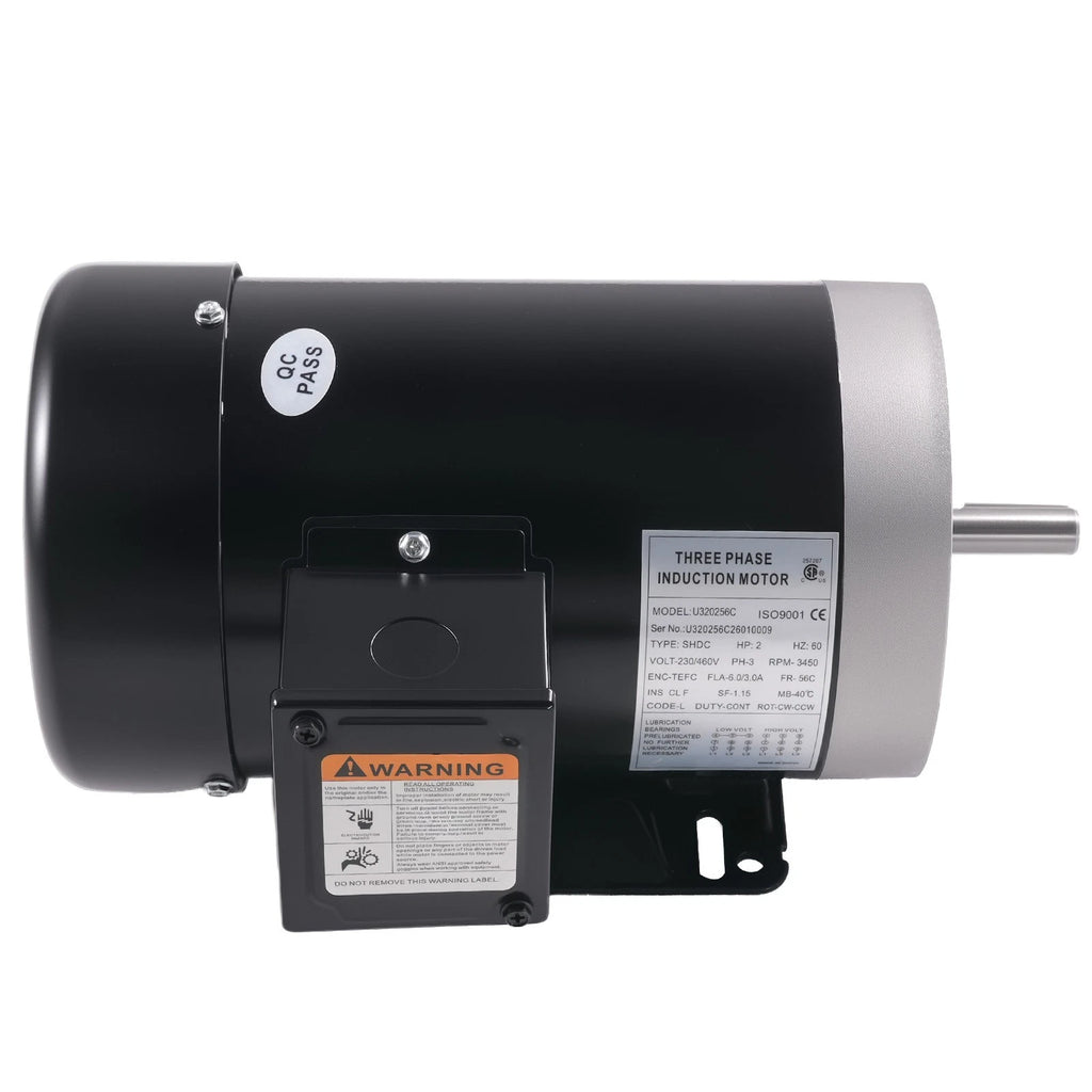 2 HP Electric Motor for Air Compressor (230/460V, 3 Phase, 56C TEFC)