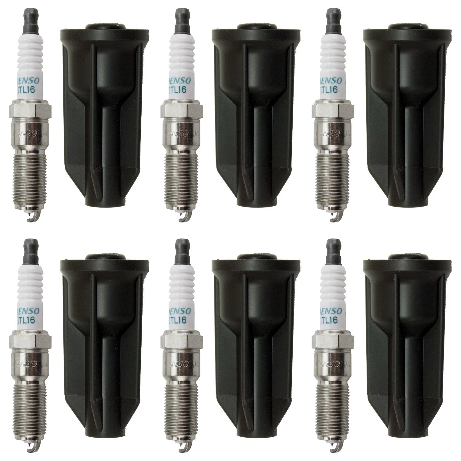 Set of 6 Denso Iridium Spark Plugs & NGK Coil Boots for Envoy (2002–2009)