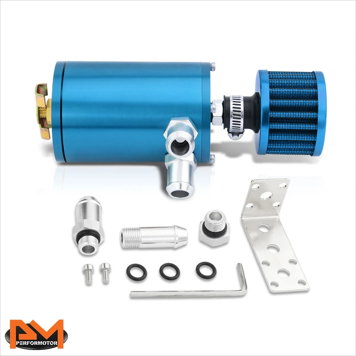 Aluminum Engine Catch Reservoir Breather Tank/Can + Air Filter for