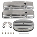 Short Valve Covers & 12" Oval Half Air Cleaner for Chevy SBC (1958–1986)