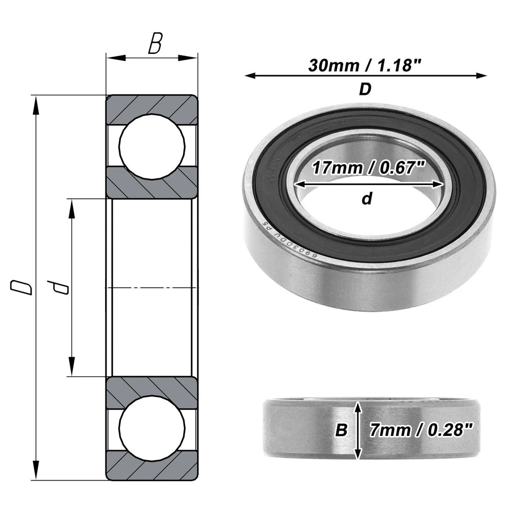 6903DDU Deep Groove Ball Bearing for Scooter Skateboard Wheel (P5)