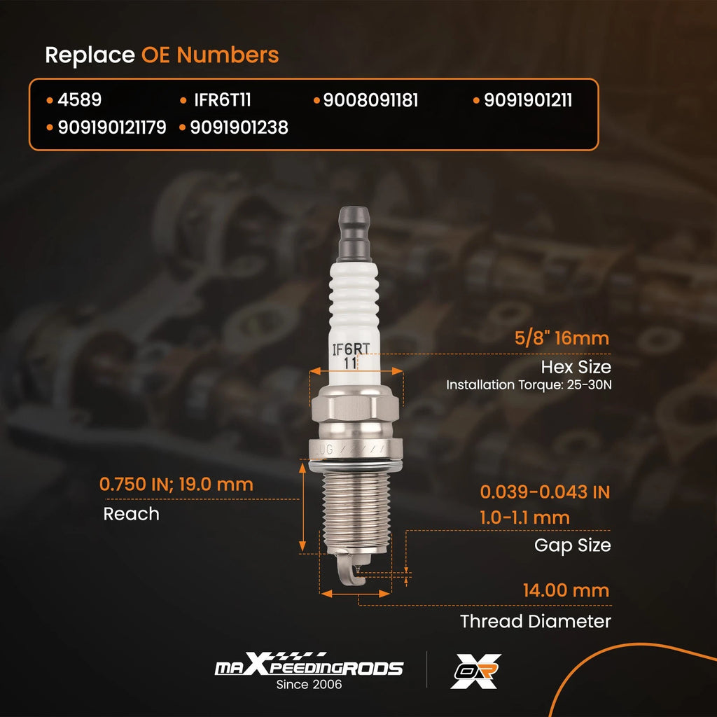 Iridium Spark Plug Set for Lexus LS400 V8 4.0L (1990–2000)