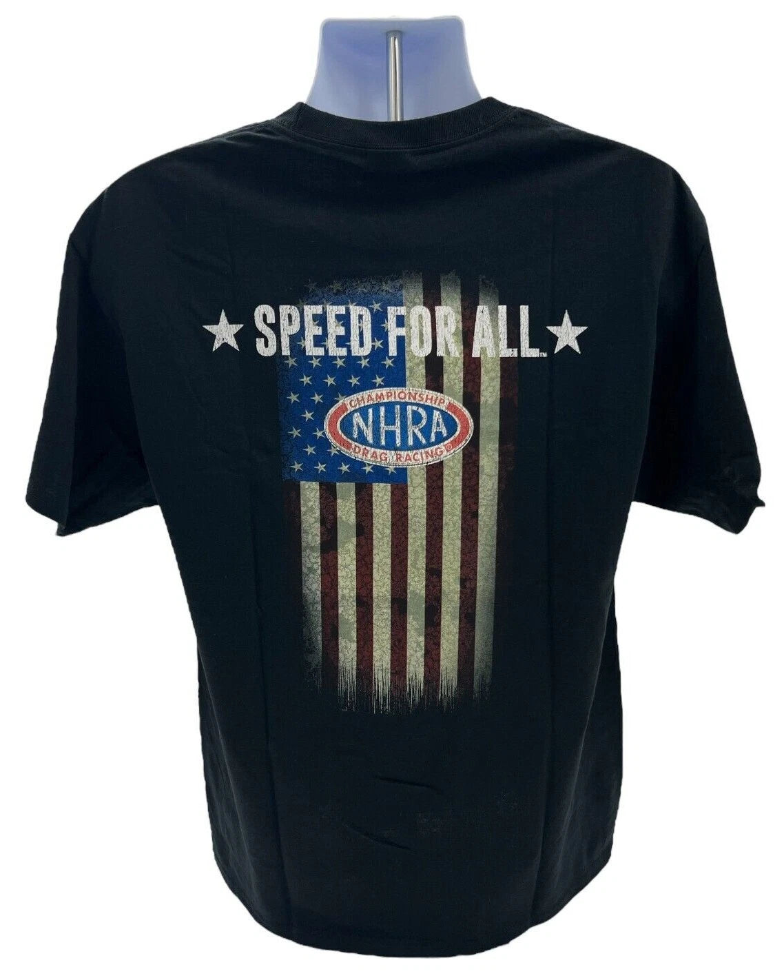 NHRA Drag Racing Speed Graphic T-Shirt for All American Flag Black (Unspecified)
