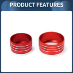 Set of 5 AC Media Volume Switch Knob Cover Rings for Dodge RAM (2018–2022) Red