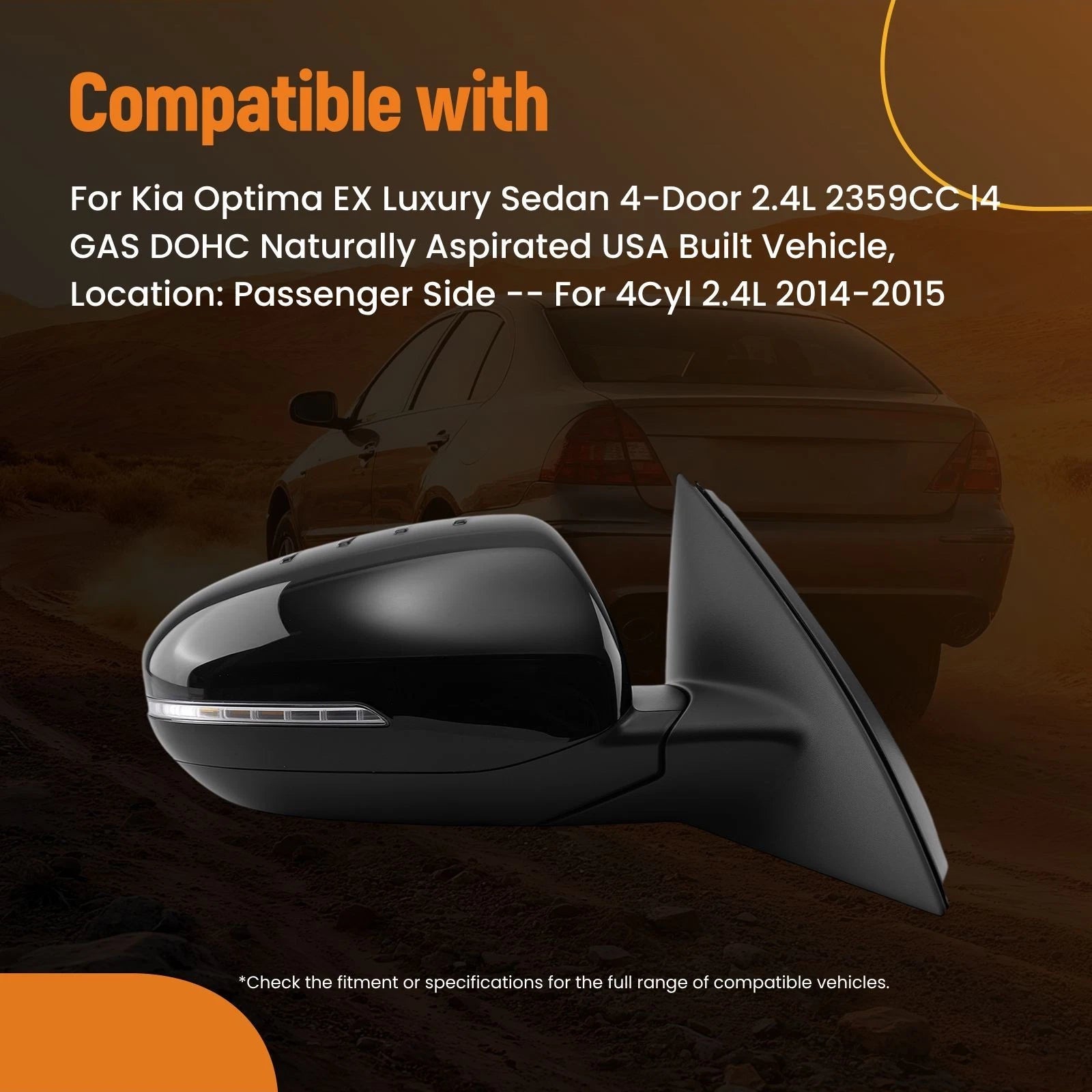 Passenger Mirror Assembly for Kia Optima (2014–2015) 876204C501