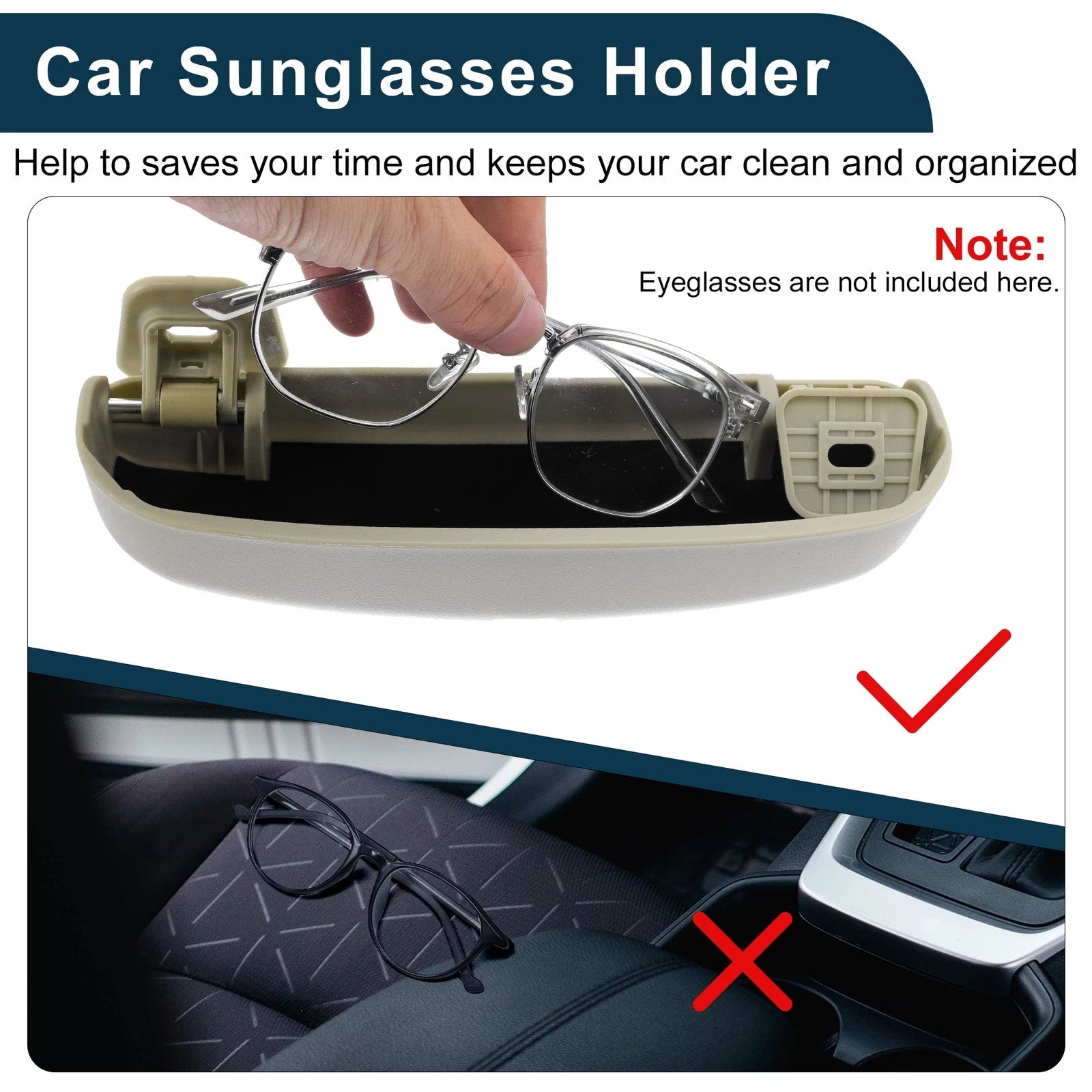 Sunglasses Case for Ford Everest (2015–2021) Eyeglasses Holder Storage Box Beige