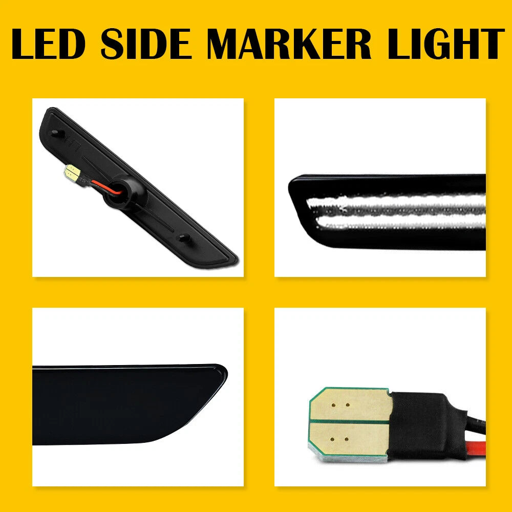 Front Smoke White LED Side Marker Light for Ford Mustang (2010-2014)