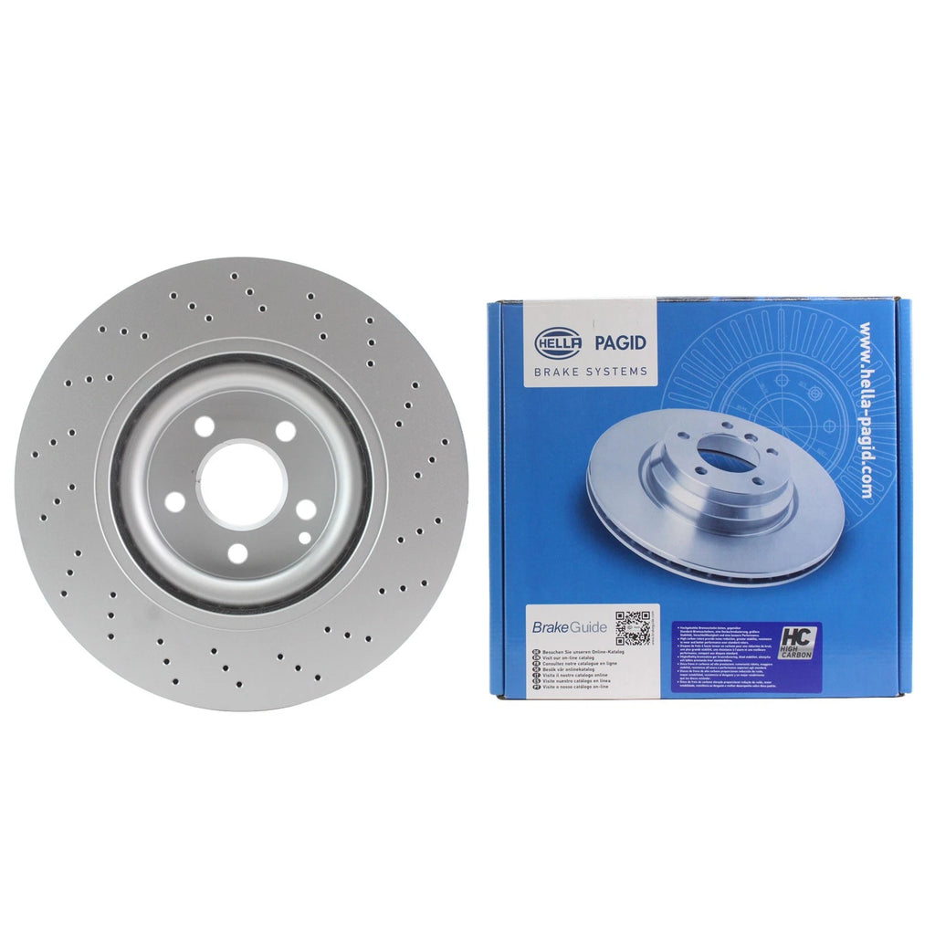 Hella Pagid 350mm Front Coated Drilled Disc Brake Rotor for Mercedes C216 W221 (2007–2015)