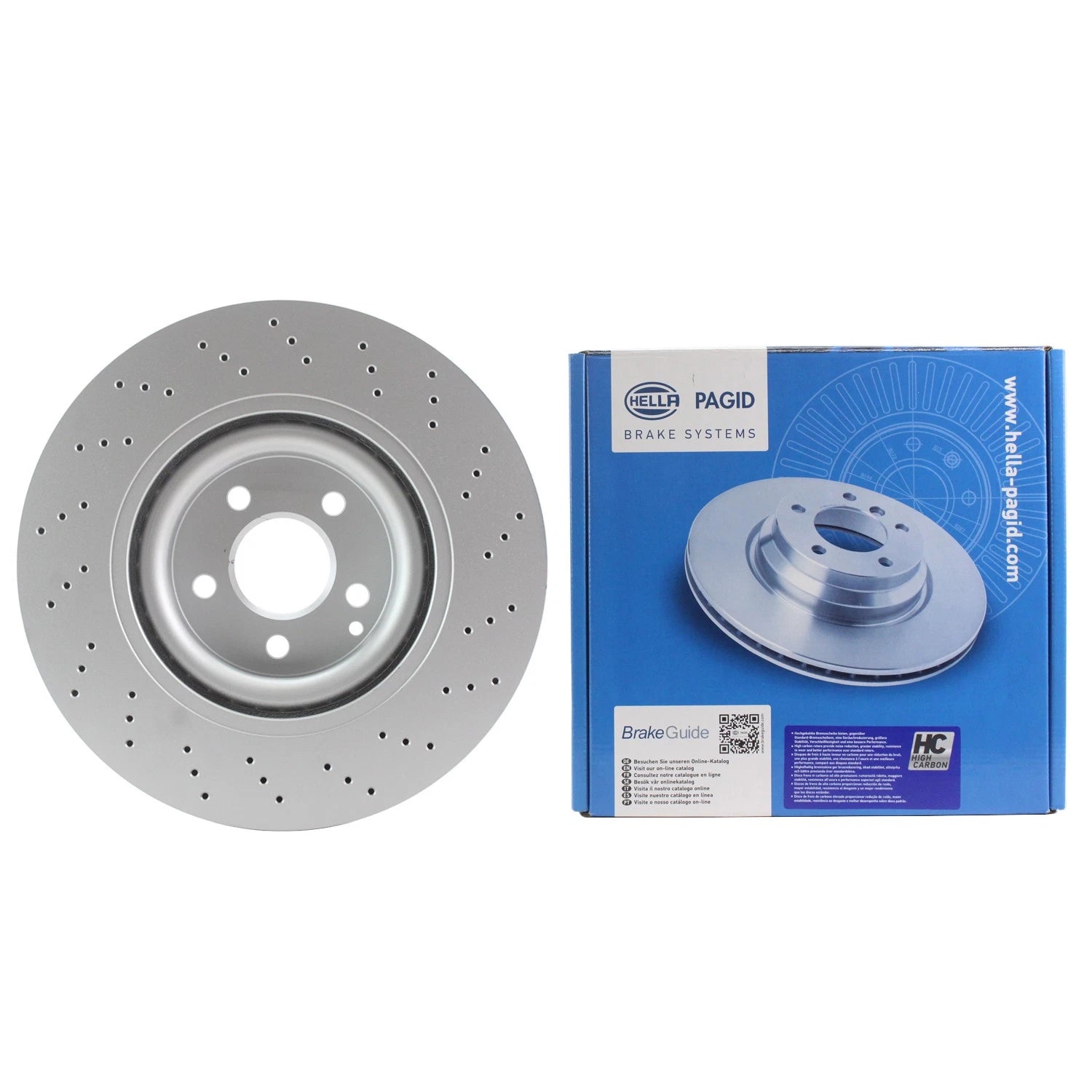 Hella Pagid 350mm Front Coated Drilled Disc Brake Rotor for Mercedes C216 W221 (2007–2015)