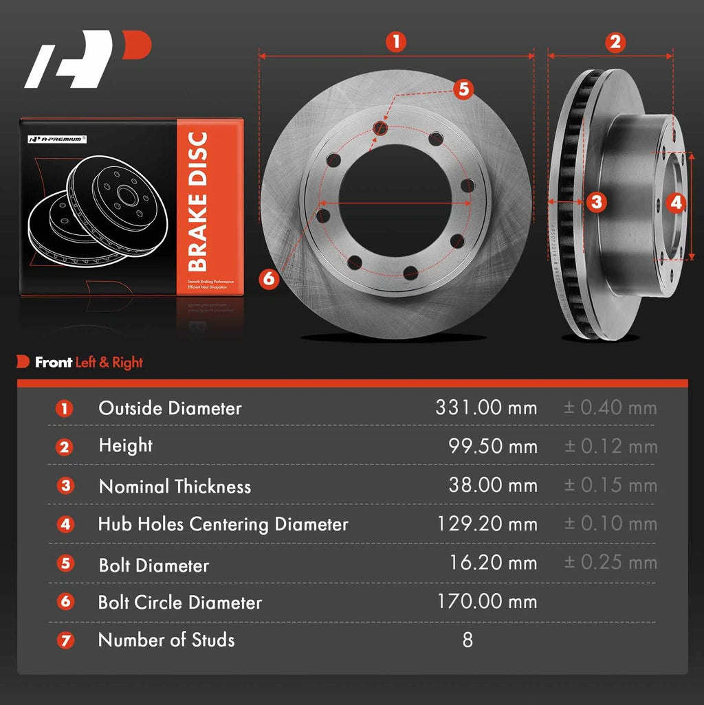 Front Disc Brake Rotors for Ford F-250 F-350 F-450 Super Duty (1999–2004)