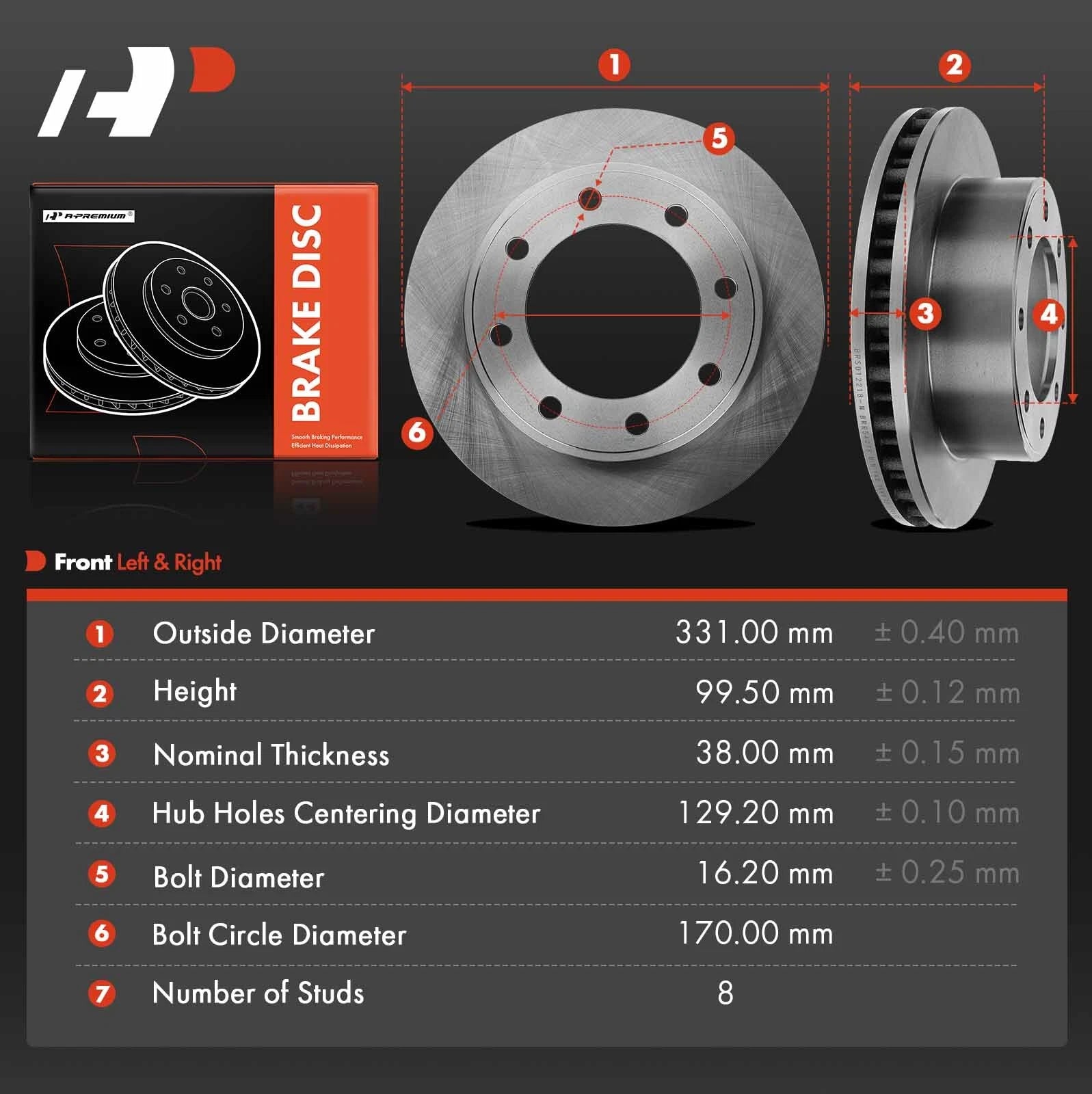 Front Disc Brake Rotors for Ford F-250 F-350 F-450 Super Duty (1999–2004)