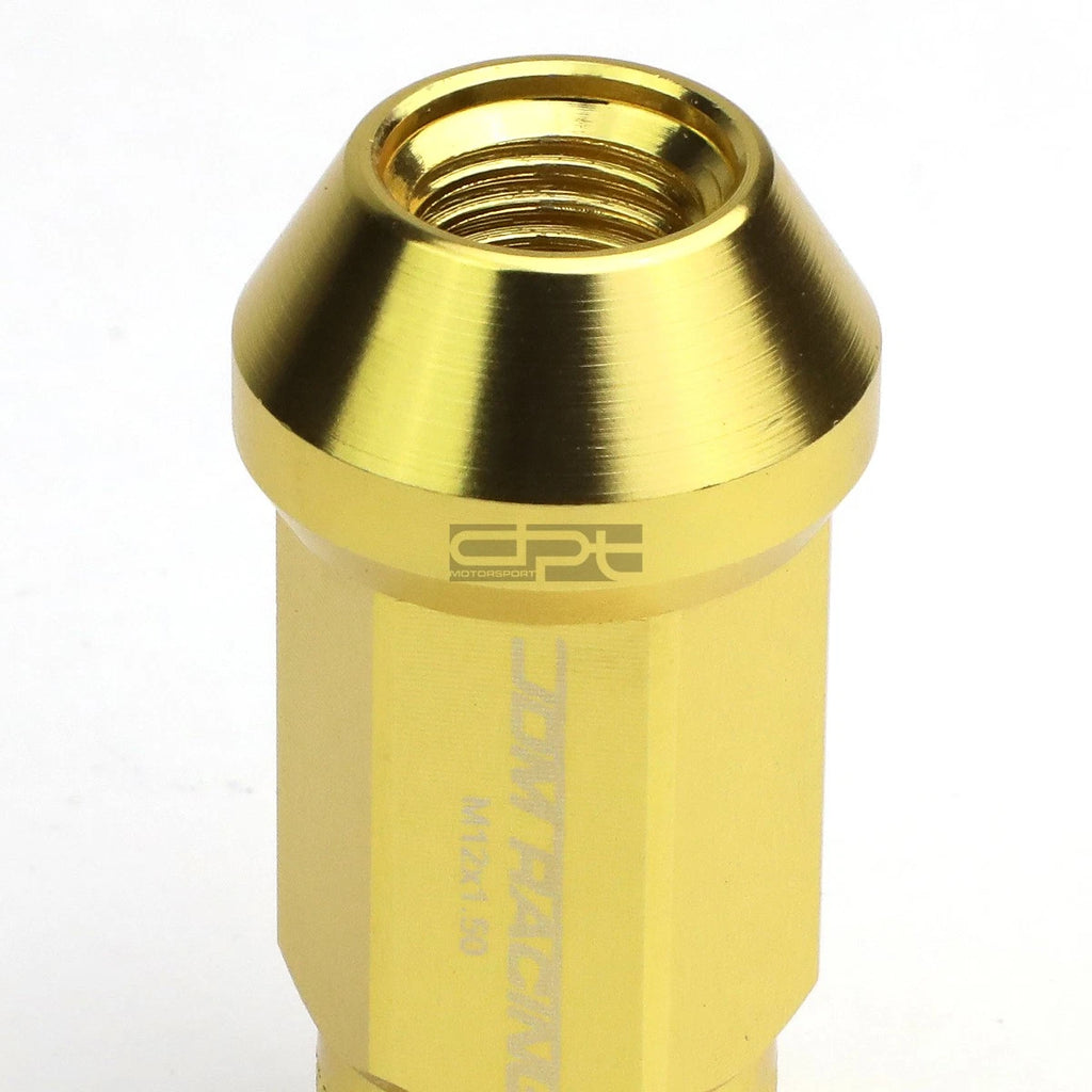 20 PCS Open End M12x1.5 50mm Tall Gold Aluminum Lug Nuts + Adapter