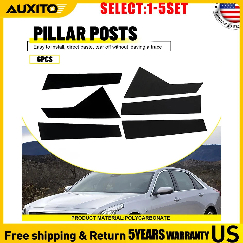 Gloss Black Door Window Pillar Post Cover Trim for Cadillac CT6 (2016–2020) 6-30X