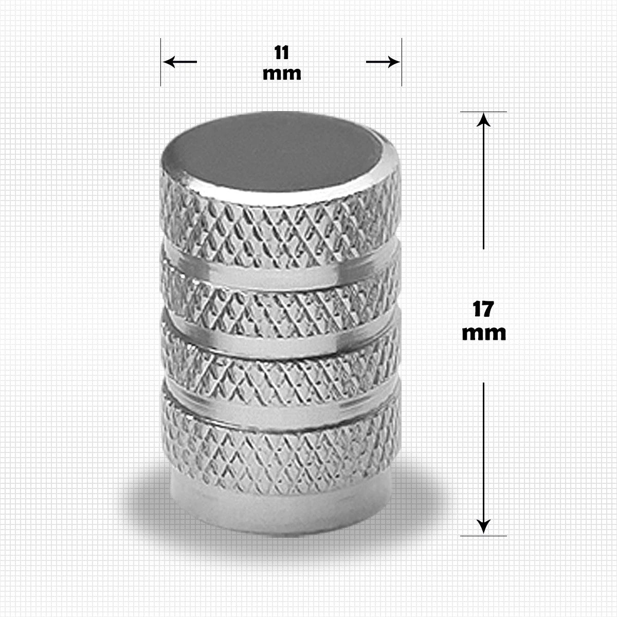Set of 4 Silver Aluminum Tire Stem Caps for Universal Vehicles (2010–2023)