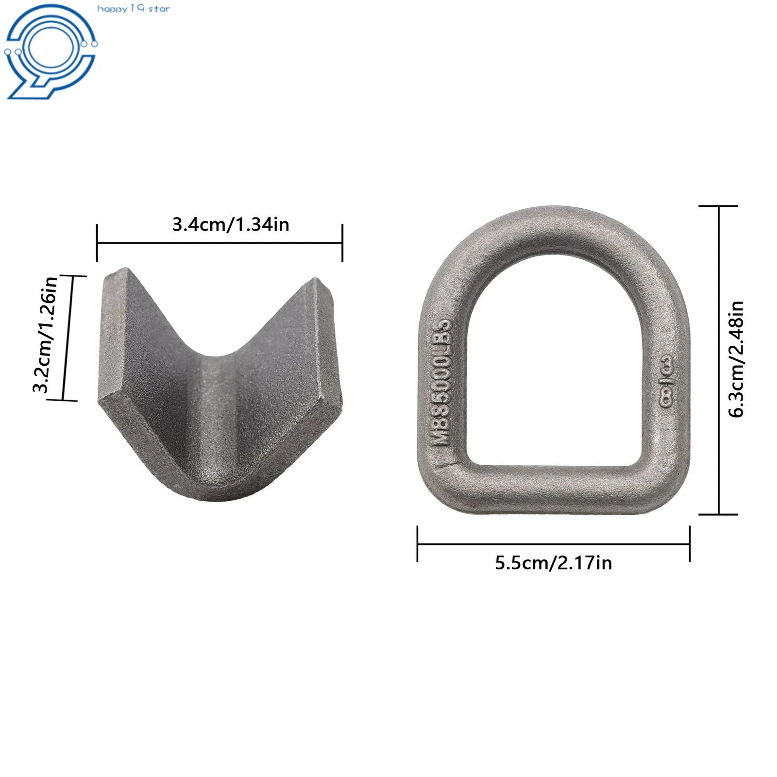 Set of 6 Heavy Duty Weld-On Forged D Rings (5000lbs Fracture Strength)