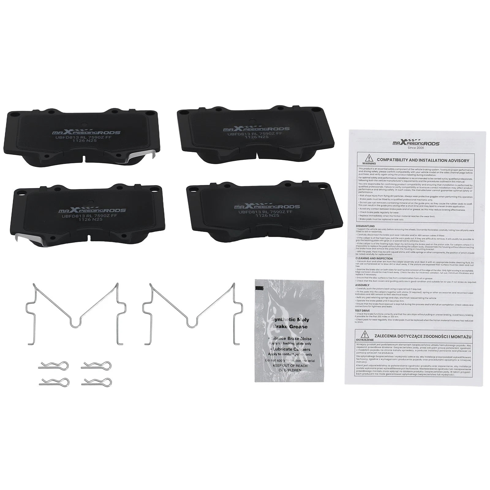Front Ceramic Brake Pads Set for Toyota 4Runner (2003–2024) / FJ Cruiser (2007–2014)