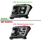 Set of 2 LED Headlights for Ford Expedition (2018–2021) Black Projector R+L