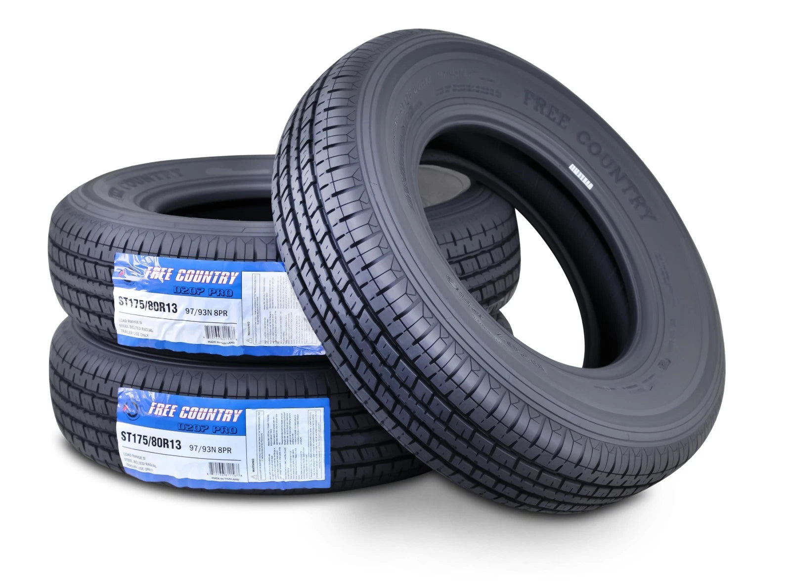 3 Trailer Tires ST175/80R13 8PR LR D with Scuff Guard for