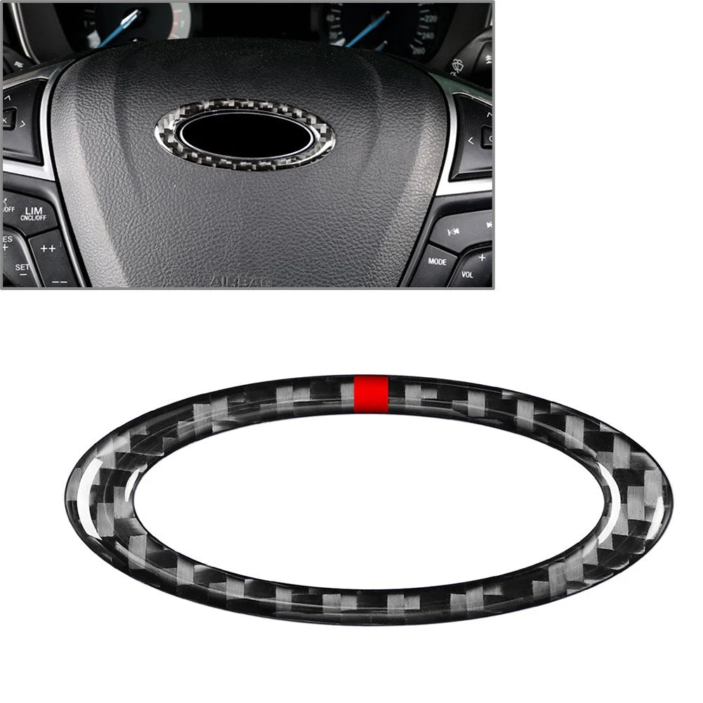 Steering Wheel Center Ring Cover Trim for Ford Mondeo (2013–2019) Black Red Line