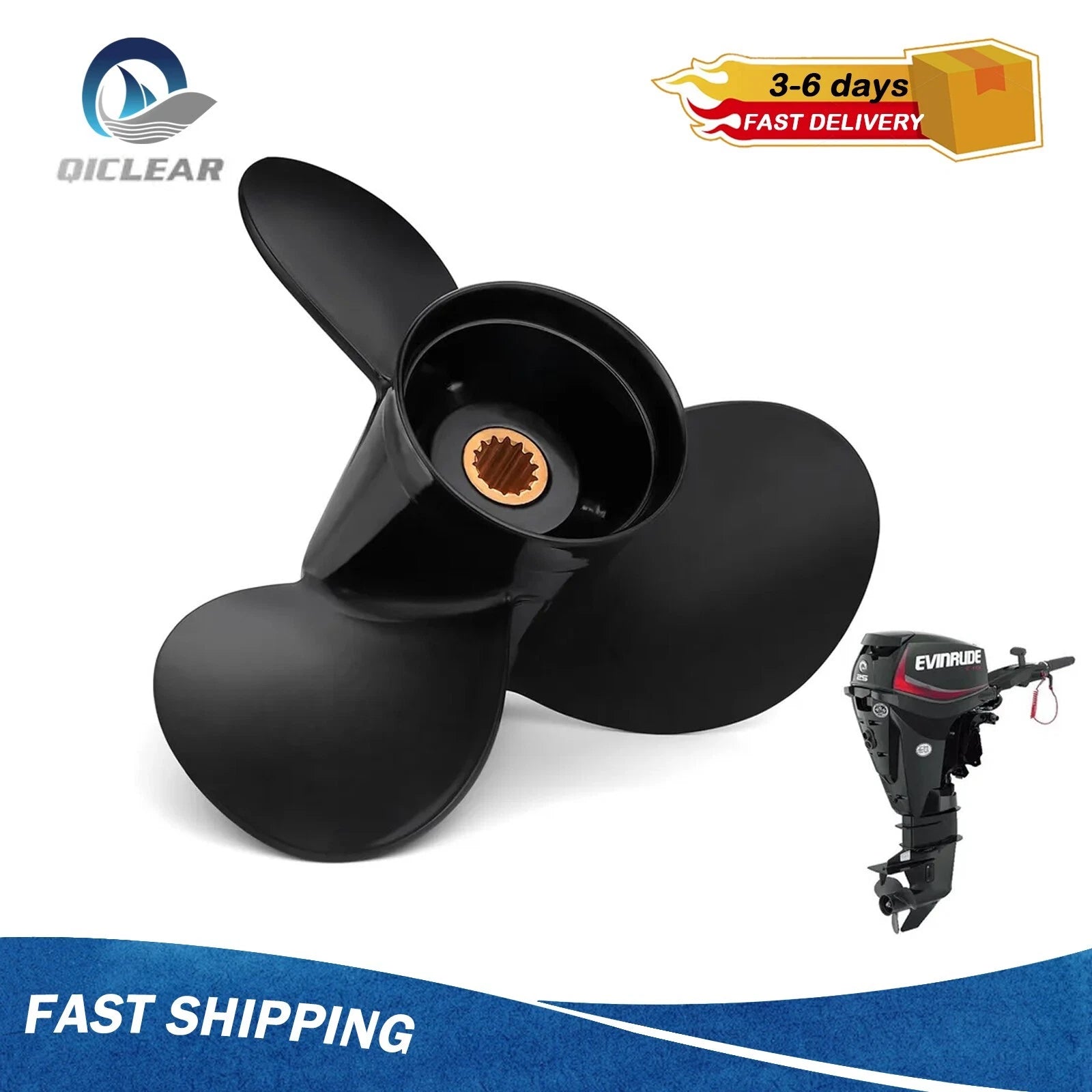10.5 x 11 Boat Propeller for Evinrude 15-35HP (14 Spline Tooth No. 765049, RH)