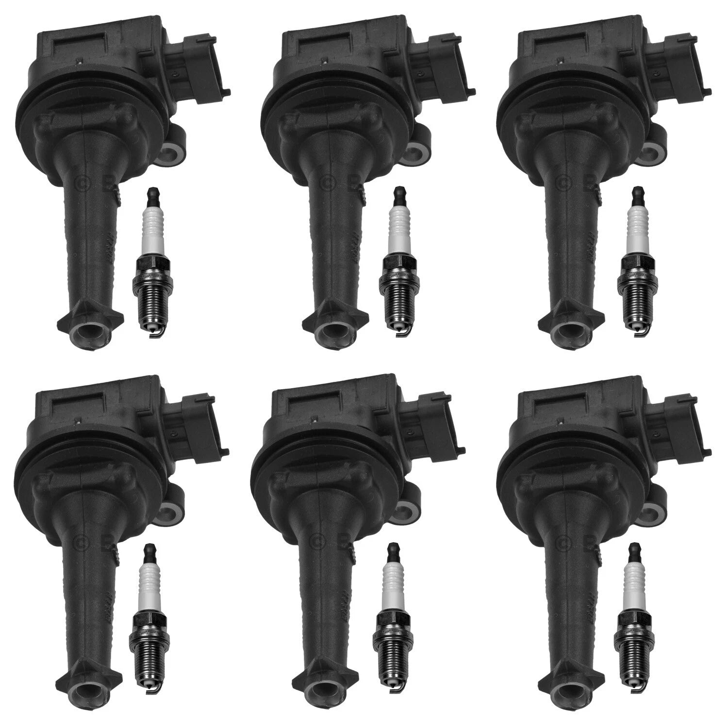 Set of 6 Ignition Coils & Spark Plugs for Jaguar XJ6, Volvo S80, XC90