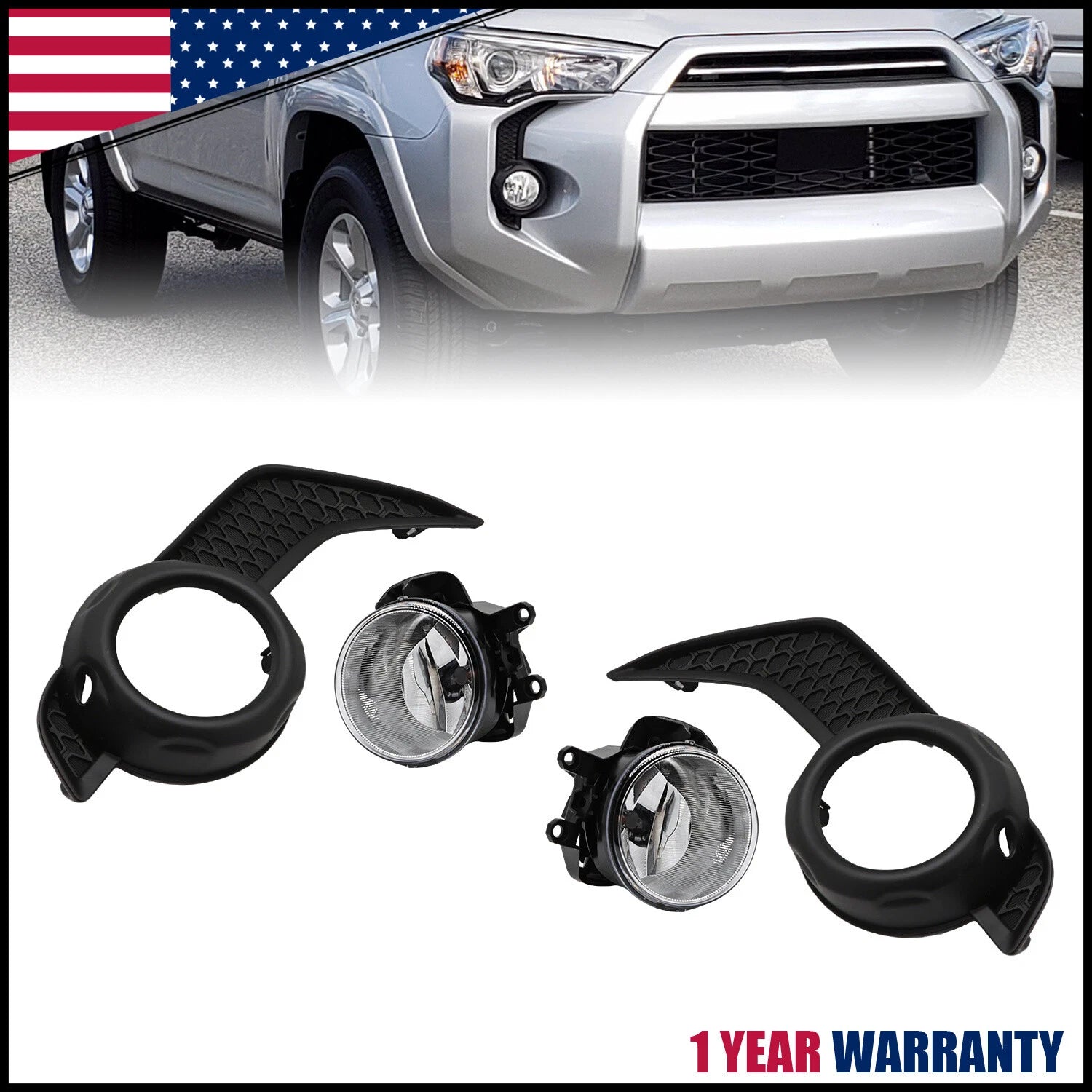Fog Lights + Bezel Trim Surround Covers for Toyota 4Runner (2014–2020)
