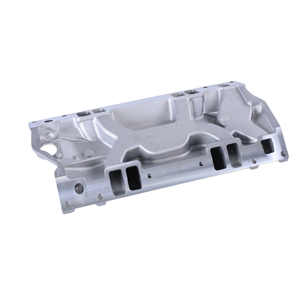 Dual Plane Satin Aluminum Intake Manifold for SBC Chevy Vortec 350 Heads