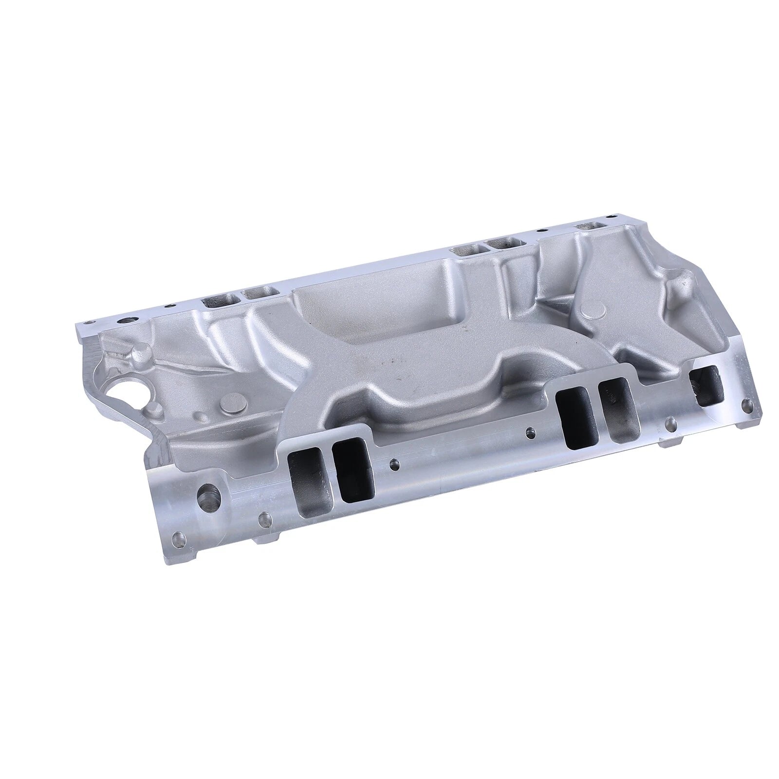 Dual Plane Satin Aluminum Intake Manifold for SBC Chevy Vortec 350 Heads
