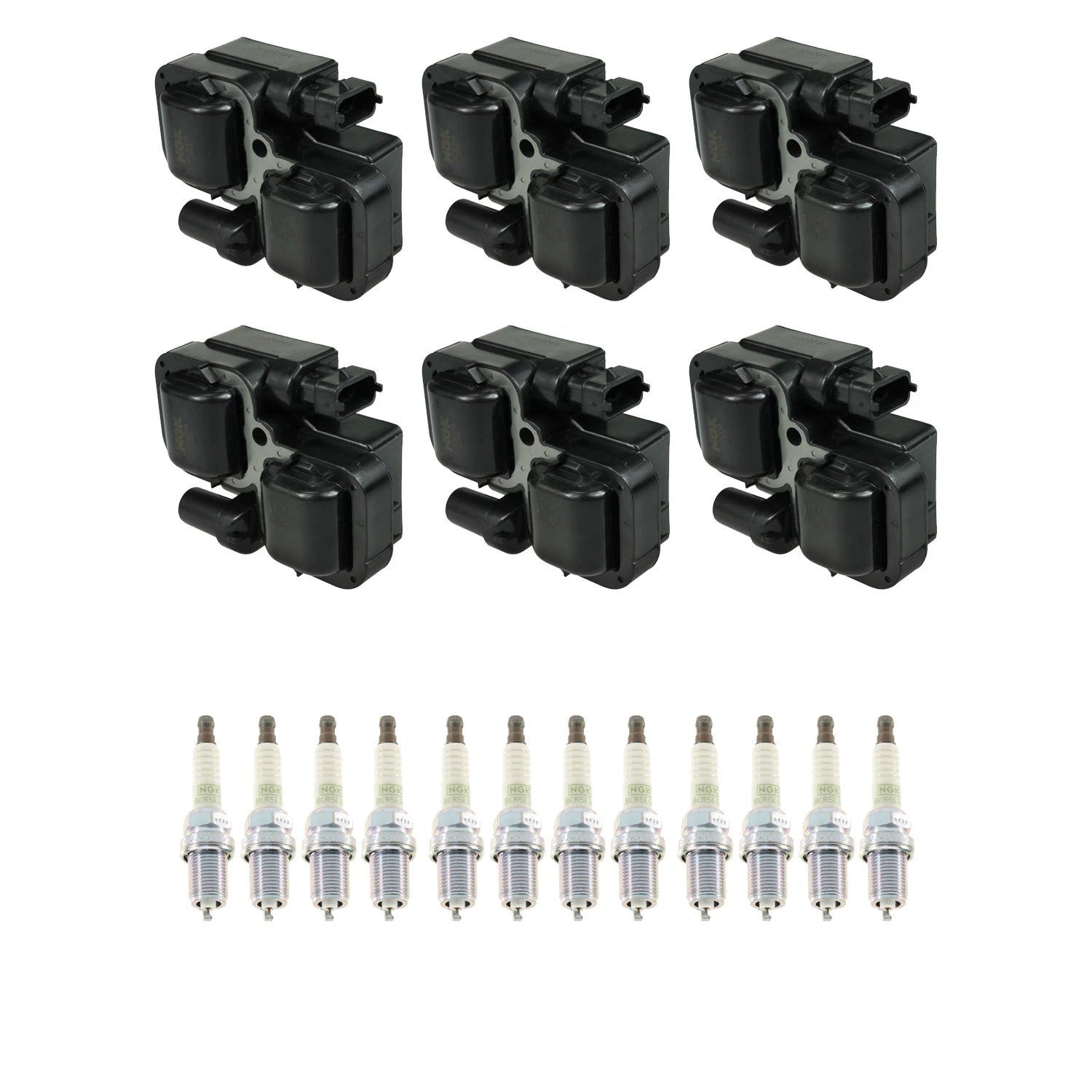 Set of 6 NGK Ignition Coils & 12 Platinum Spark Plugs for Mercedes C240 C320 CLK320 SLK320 (1998–2006)