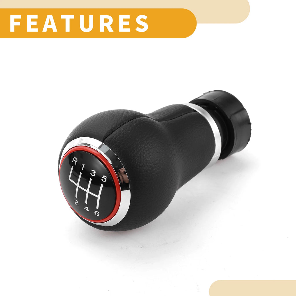 6 Speed Manual Gear Shift Knob for Audi A3 8P (2003–2013) Red Plastic Faux Leather