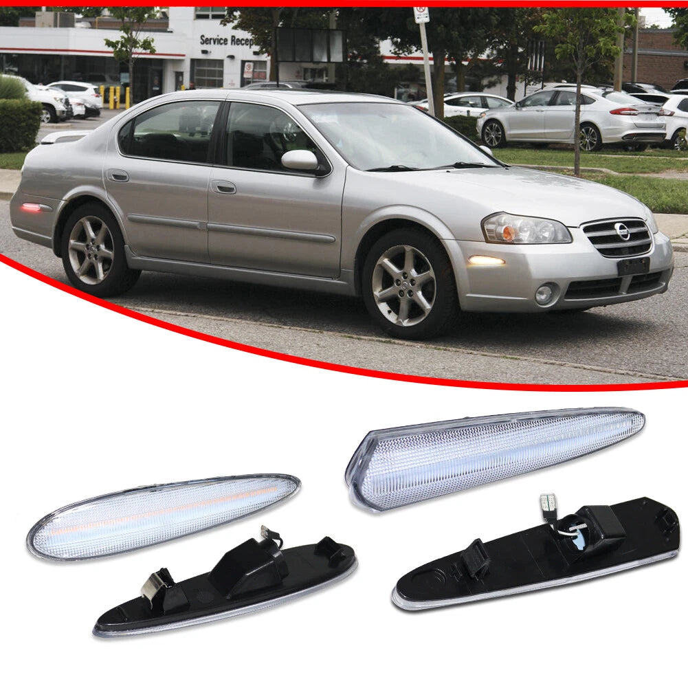 Set of 4 Clear Amber Red LED Side Marker Lamps for Nissan Maxima (2000–2003)