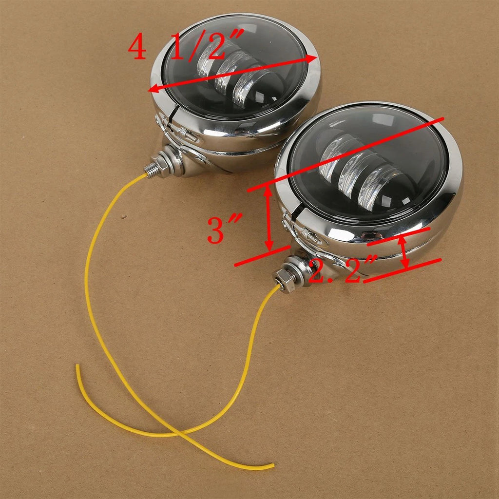 Set of 2 LED Auxiliary Spot Fog Lights + Housing Bucket for Harley Davidson