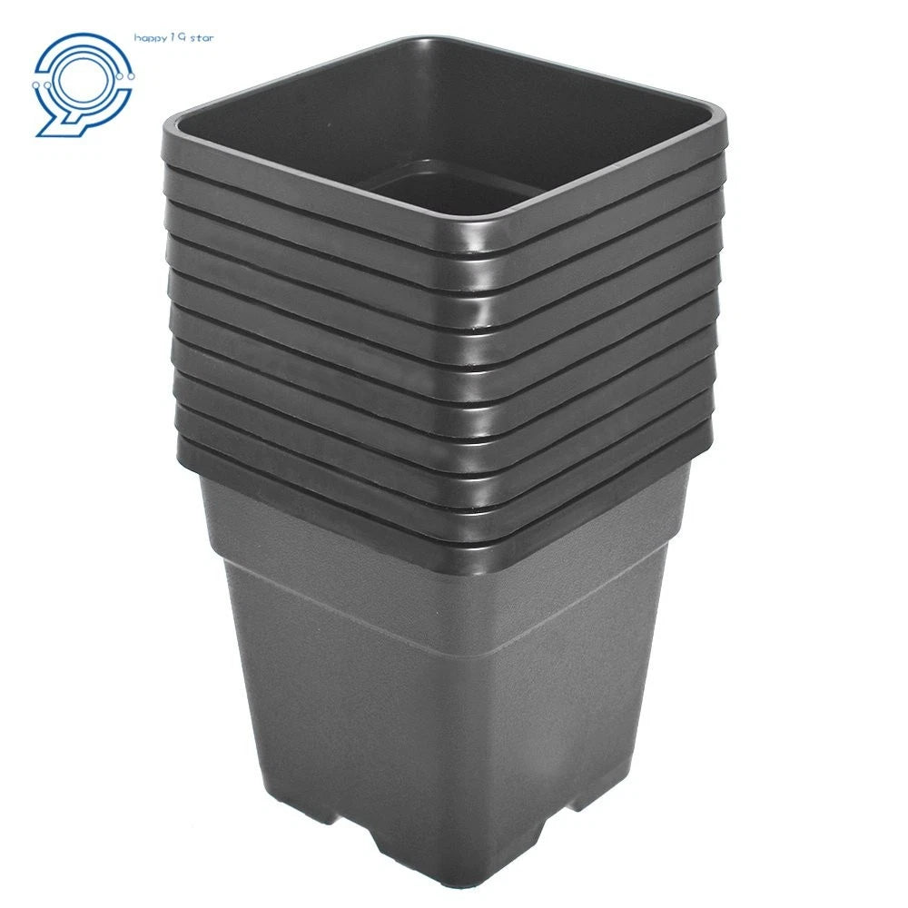 10 Pack Square Black Nursery Pots for Plants (2 Gallon)
