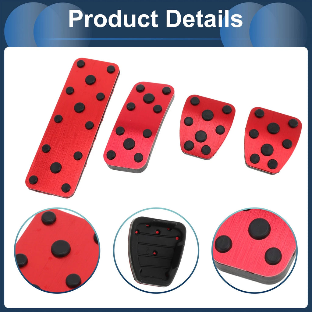 Set of 4 Foot Accelerator Pedal Covers for Subaru Forester (2003–2005) Red