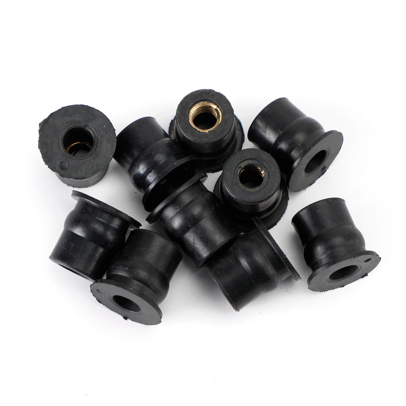 10X Screen & Fairing Rubber Well Nut M6 Brass Wellnuts 6mm for Motorcycle