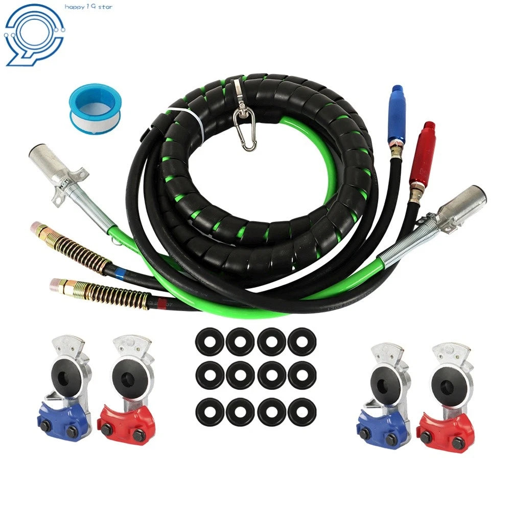 3-in-1 Air Line Hose Assembly Set for Semi Truck Tractor (12 Feet)