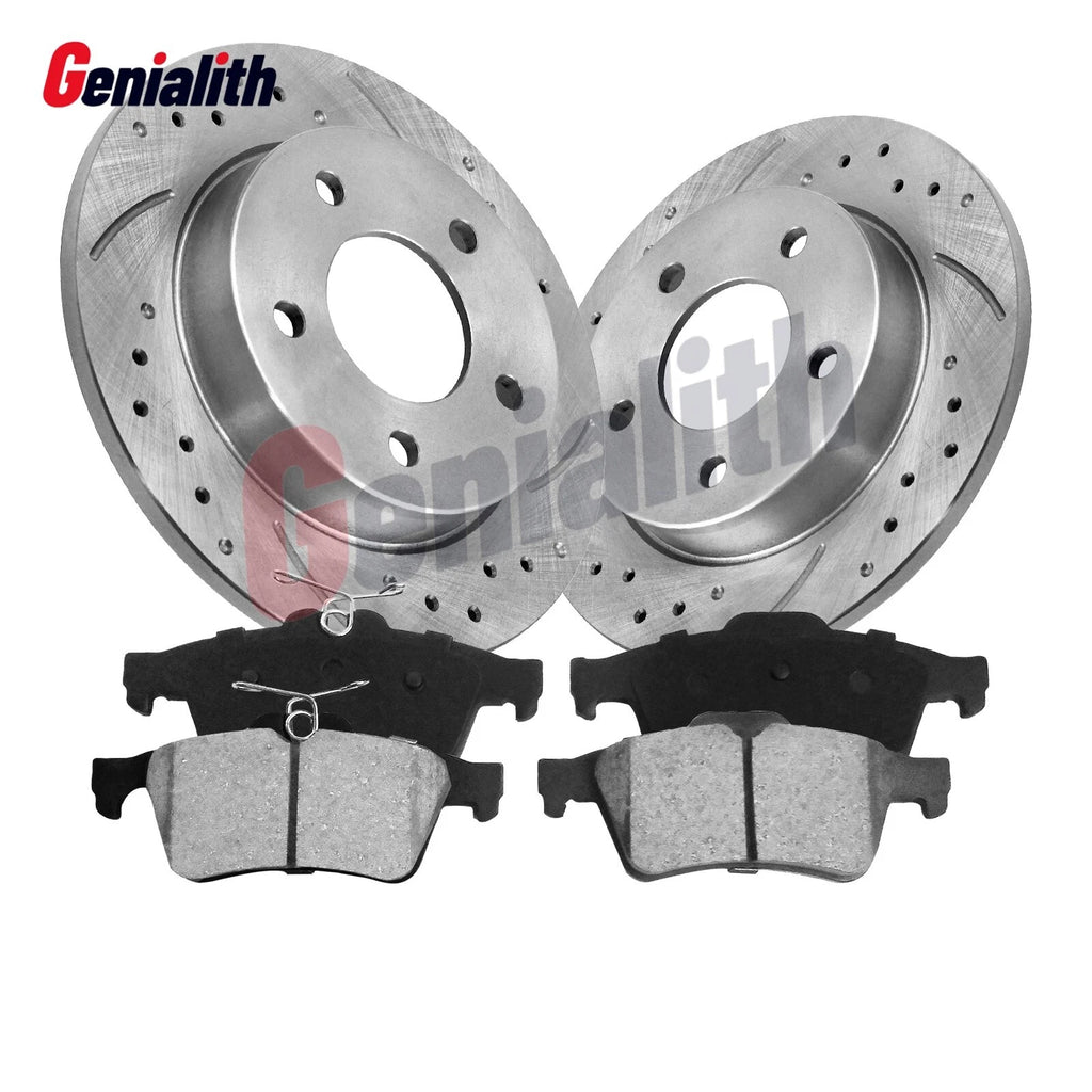 Rear Brake Rotors & Ceramic Brake Pads Kit for Ford C-Max, Escape, Transit Connect (2013–2019)
