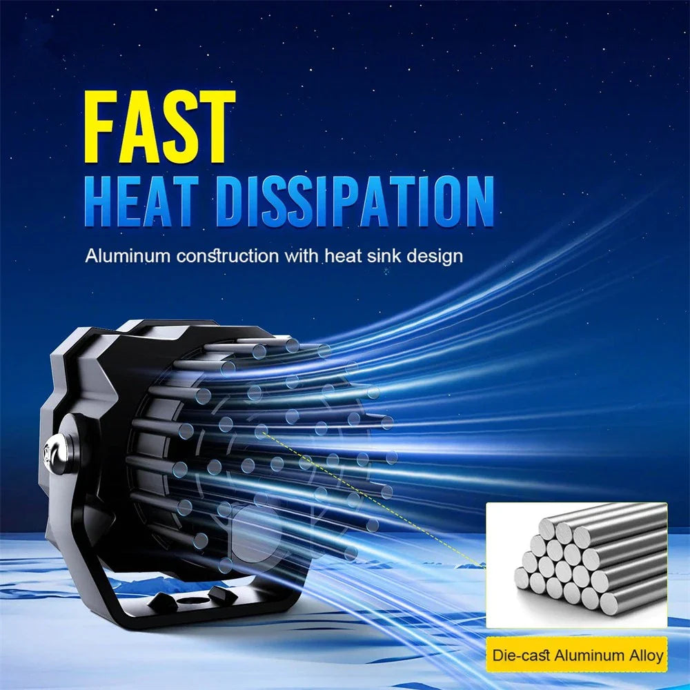 72W 3" LED Light Pods for Car ATV UTV Offroad Fog Lamp 6000K