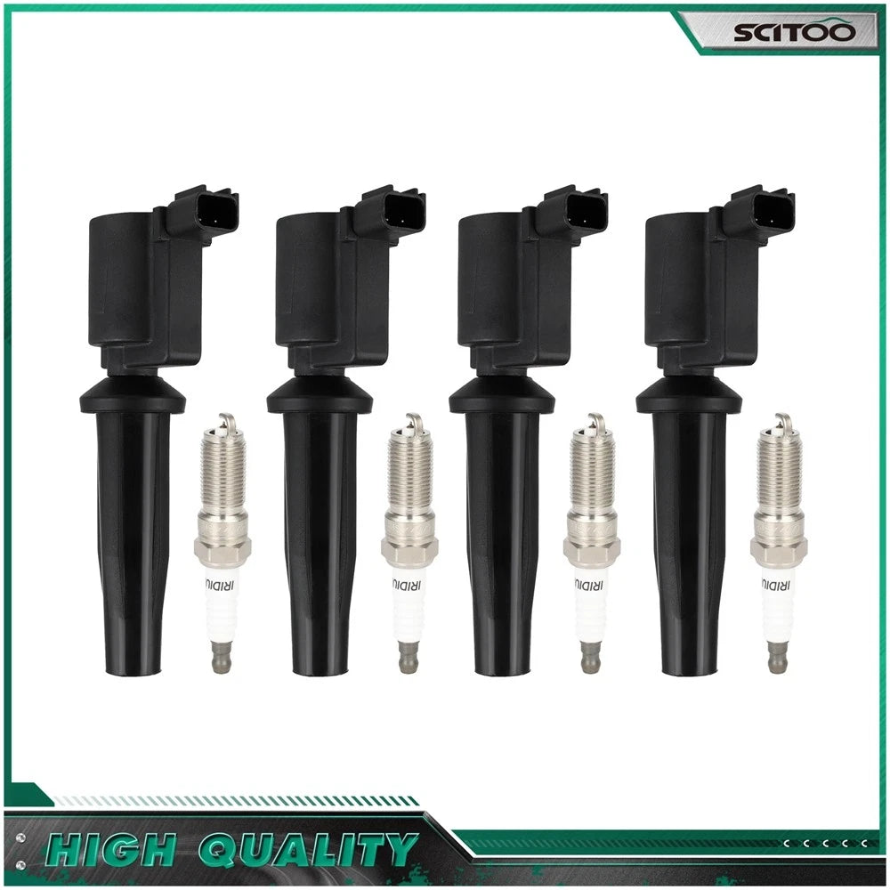 Set of 4 Ignition Coils & Spark Plugs for Ford Escape Fusion (2009–2020)