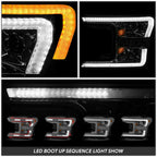 Chrome Amber LED Light Bar Switchback Projector Headlights for Ford F-150 (2018–2020)