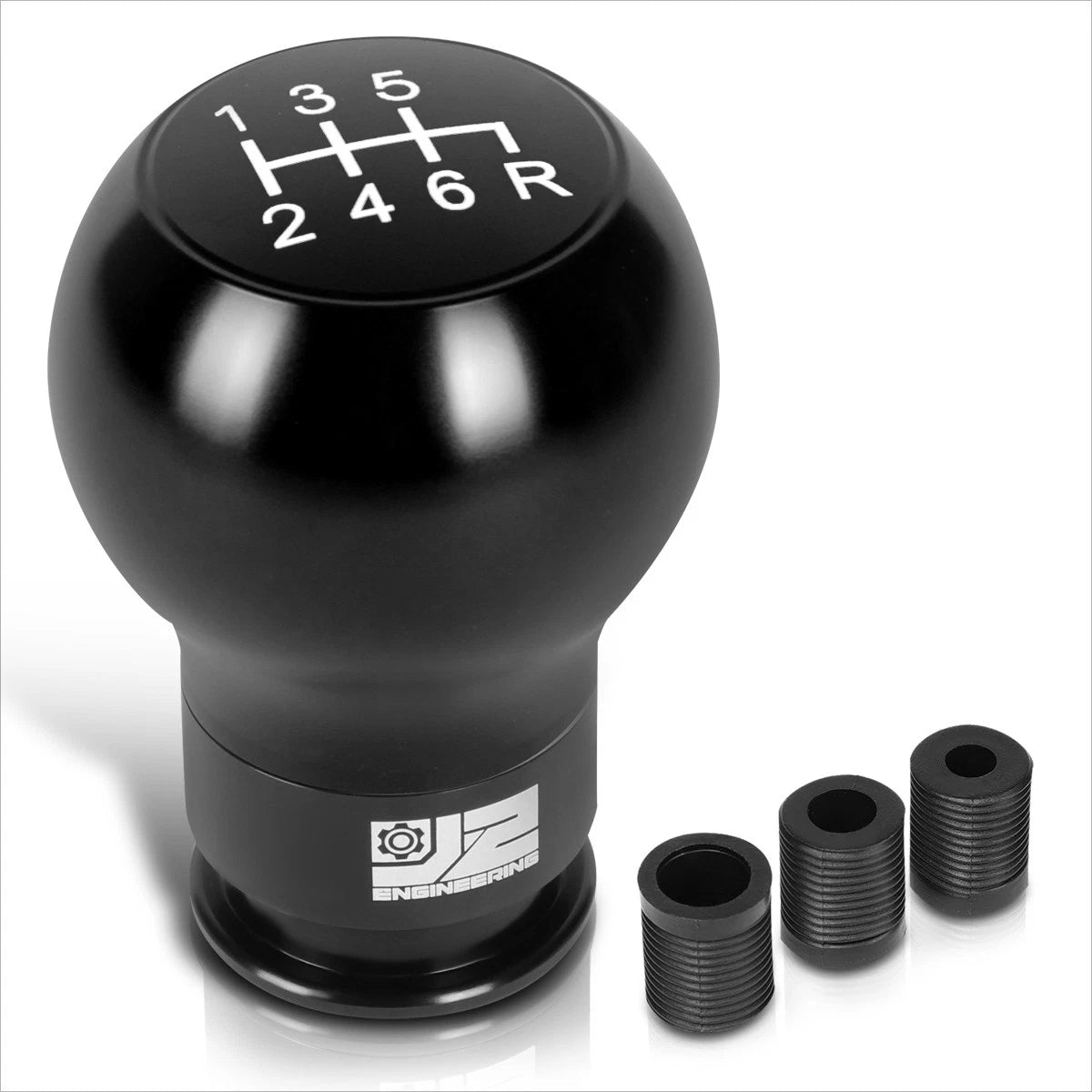 6-Speed Manual Shift Knob for J2 Teardrop Shape (Black) with 8/10/12mm Adapters